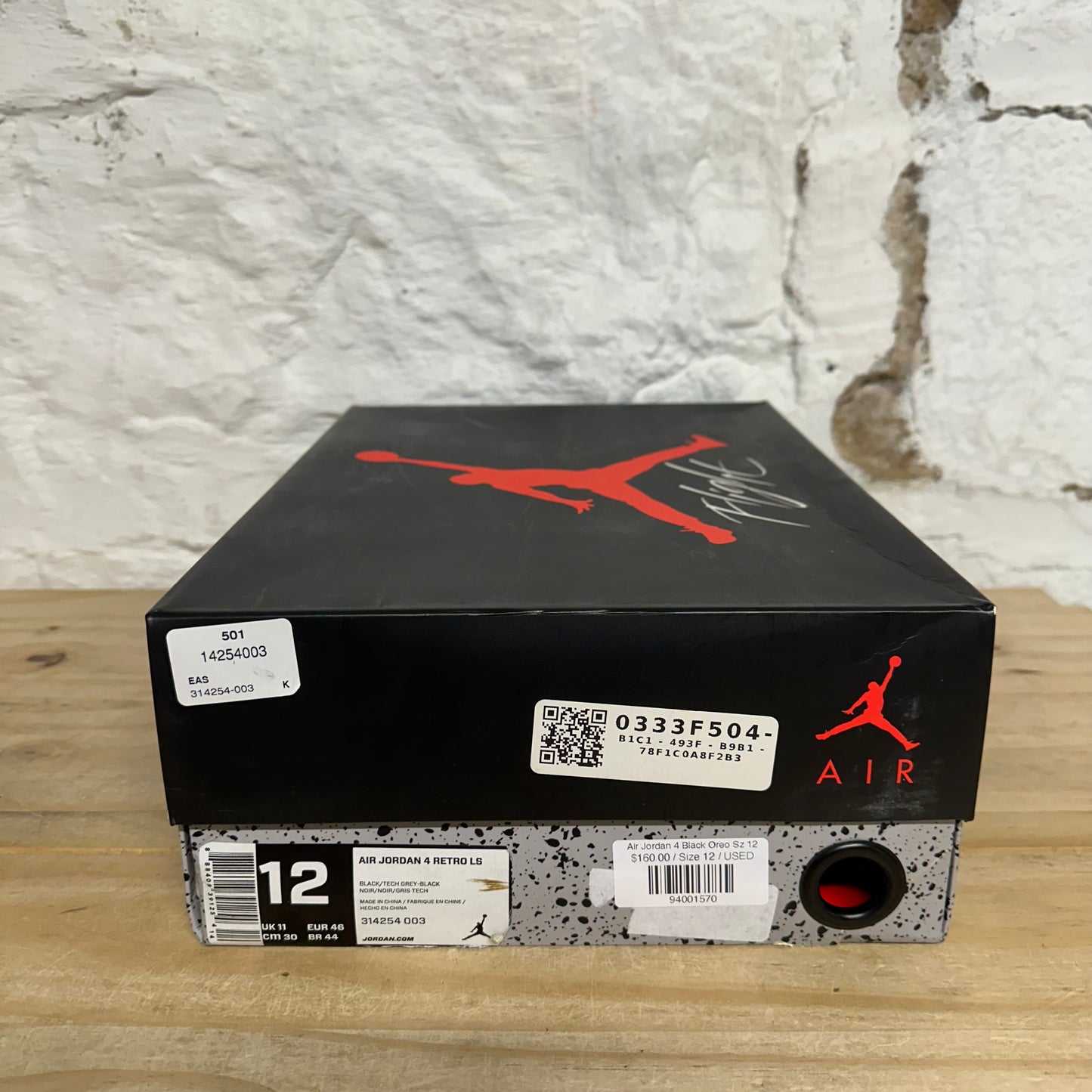 Air Jordan 4 Black Oreo Sz 12