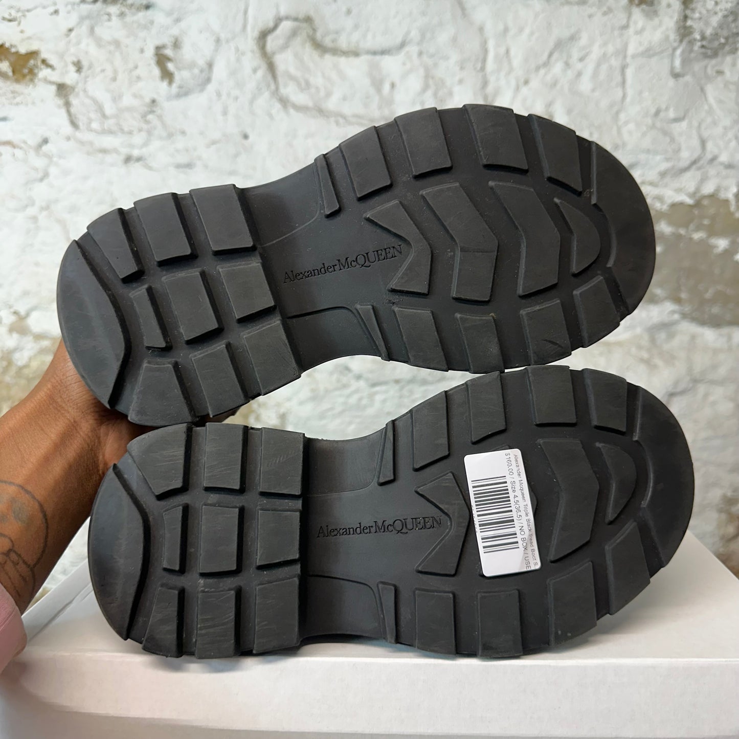 Alexander McQueen Triple Black Tread Boot Sz 4.5 (36.5)