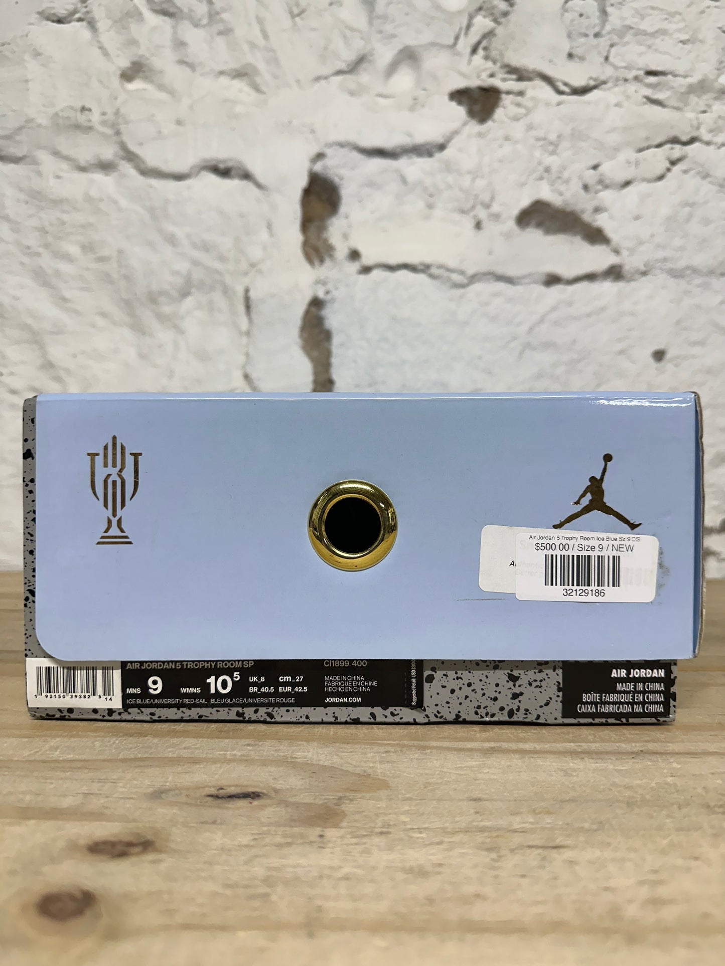 Air Jordan 5 Trophy Room Ice Blue Sz 9 DS