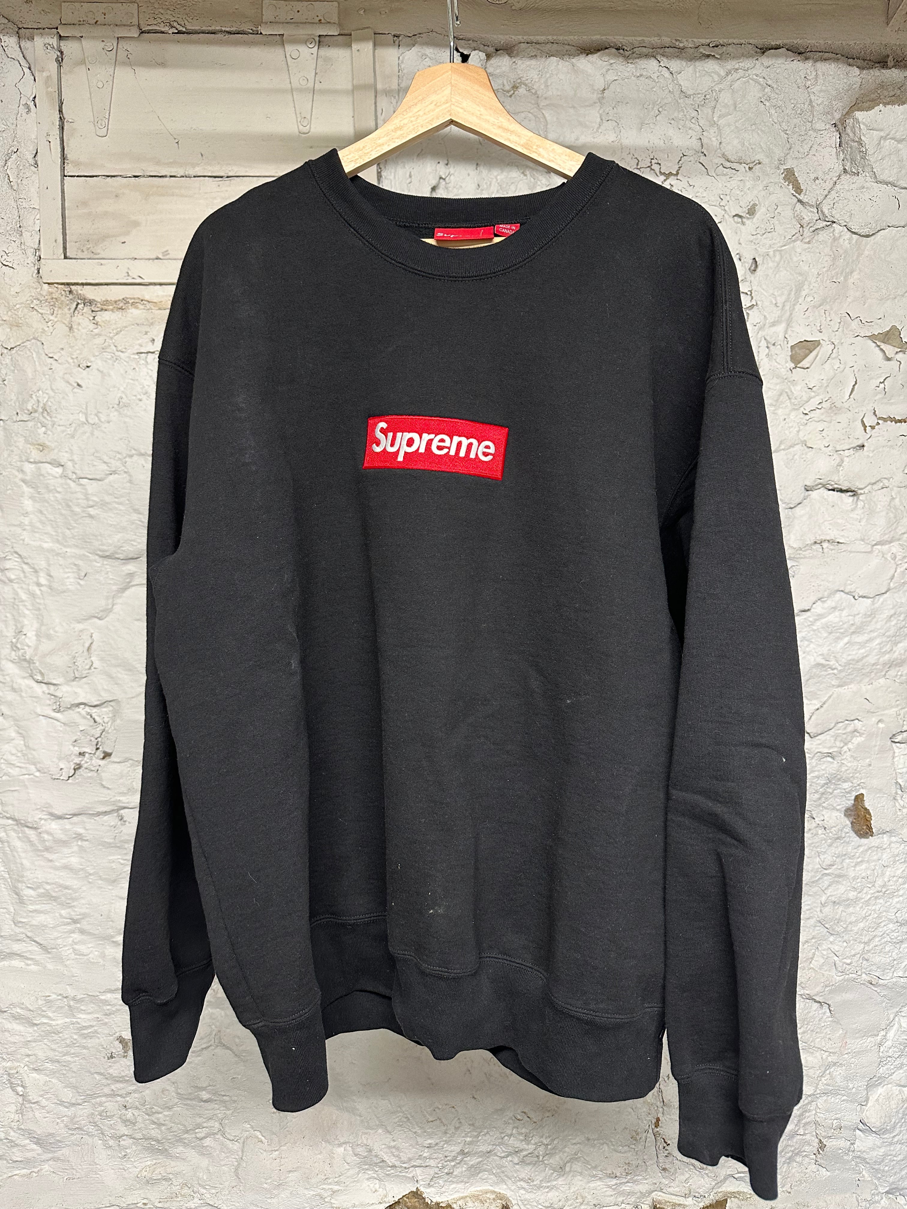 Supreme Red Box Logo Black Crewneck Sz XL