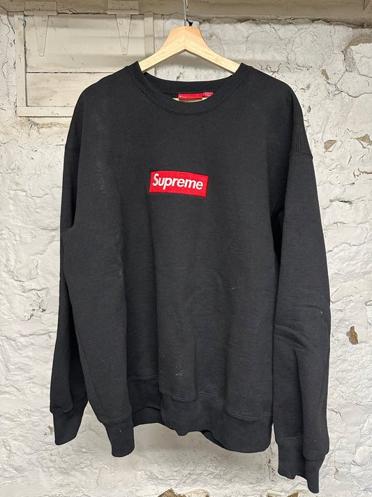 Supreme Red Box Logo Black Crewneck Sz XL
