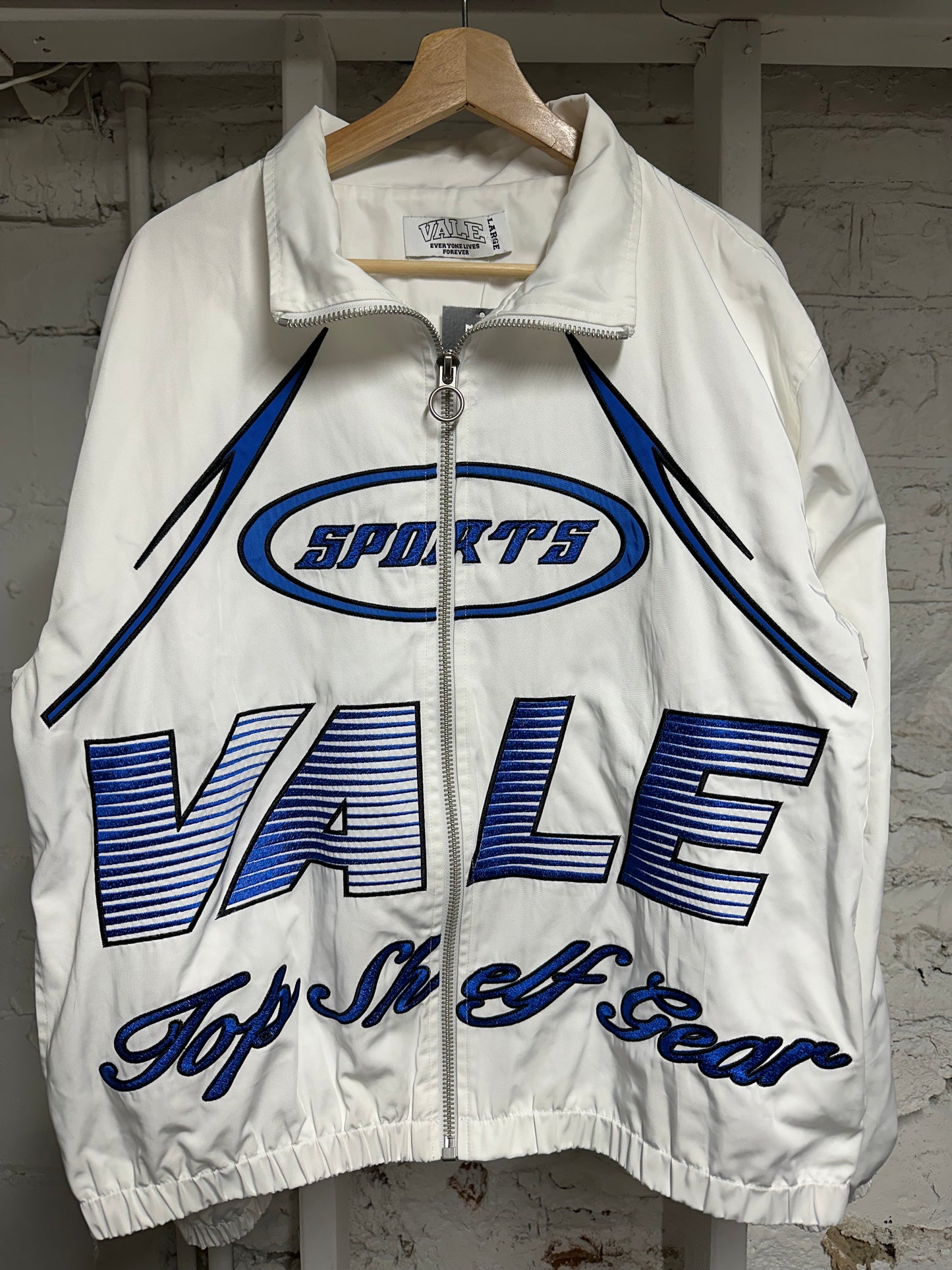 Vale Sports White Blue Jacket Sz L