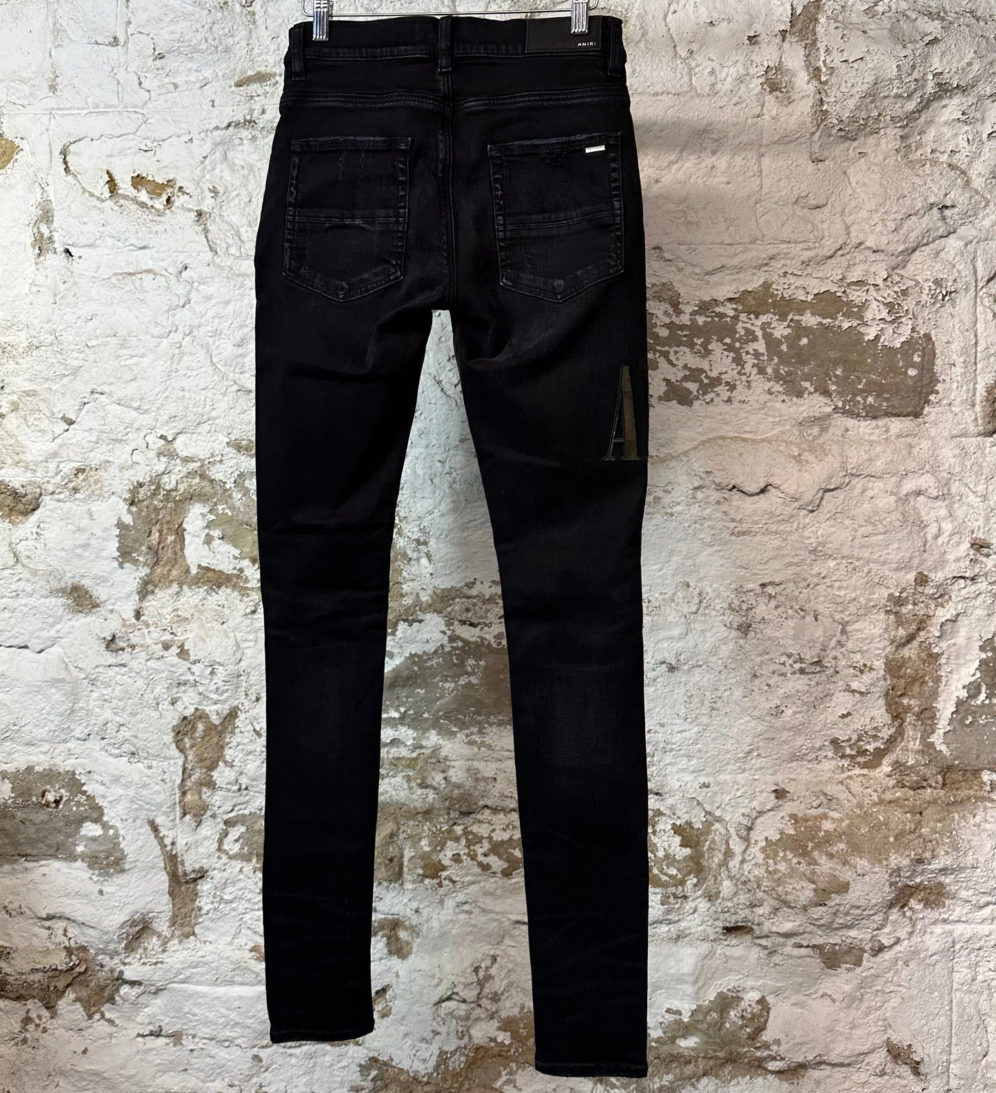 Amiri MX1 Green Camo Spell Black Denim Jeans Sz 28