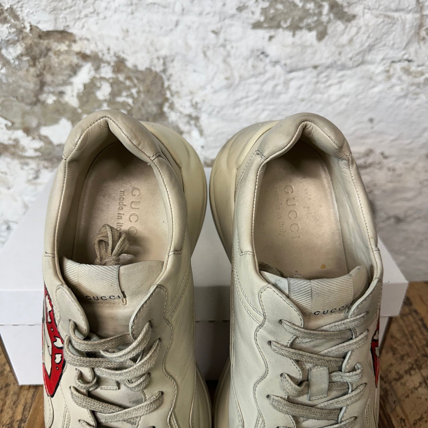 Gucci Rhyton Mouth Logo Cream Sneaker Sz 10