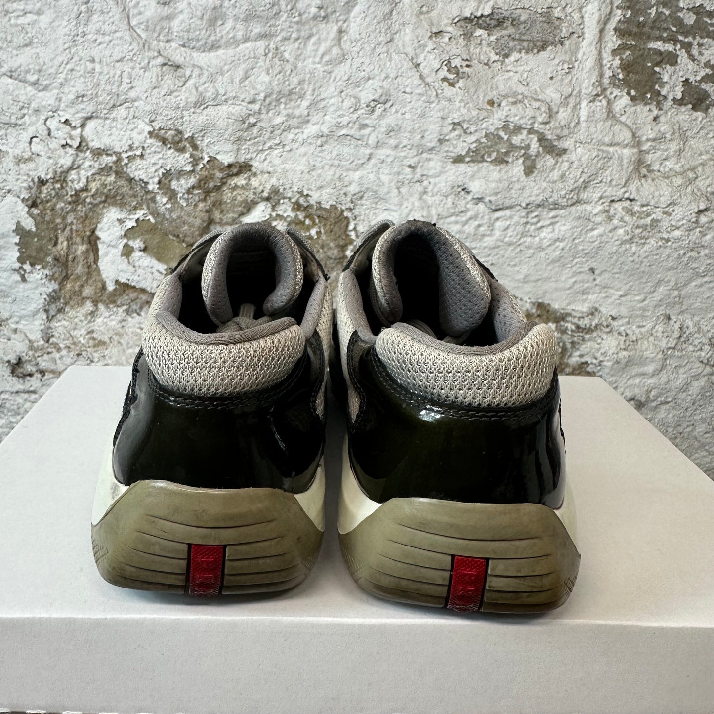 Prada Americas Cup Vintage Green Patent Gray Sz 9 No Box