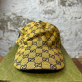 Gucci Black GG Monogram Yellow Hat Sz S W/ Box