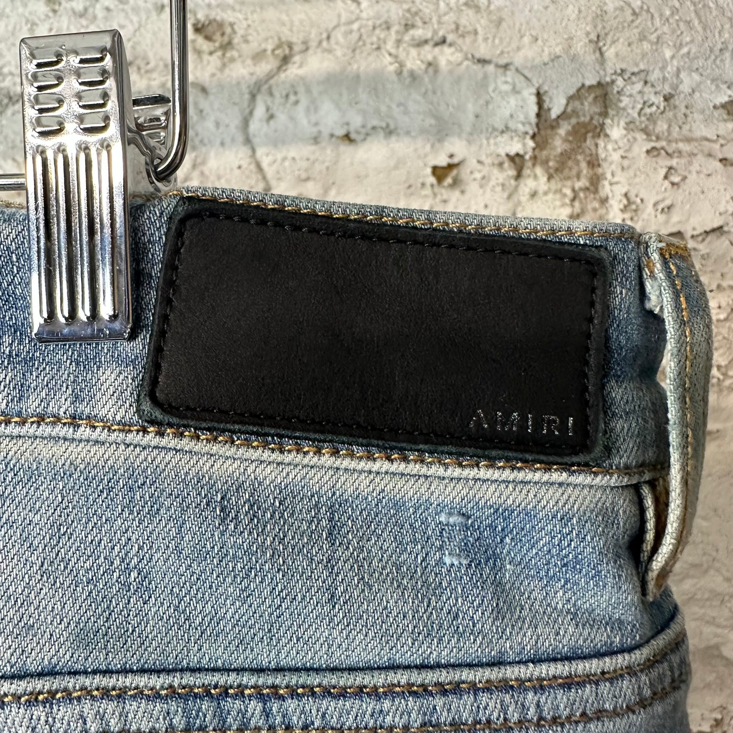 Amiri Cherub Angel Logo Blue Denim Jeans Sz 38