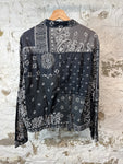 Kapital Black Gray Paisley Button Up Shirt Sz S