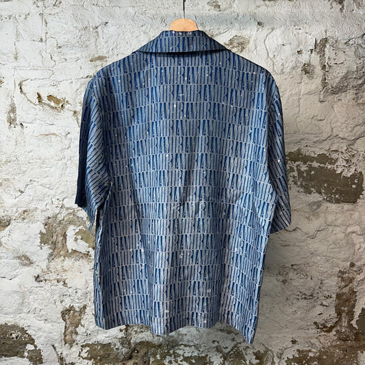 Amiri AOP Spell Blue Button Up Shirt Sz M