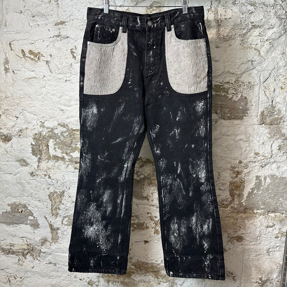 Birth Of Royal Child Embossed Silver Washed Black Denim Jeans Sz M