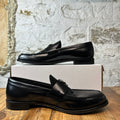 Prada Brushed Leather Black Loafer Sz 13