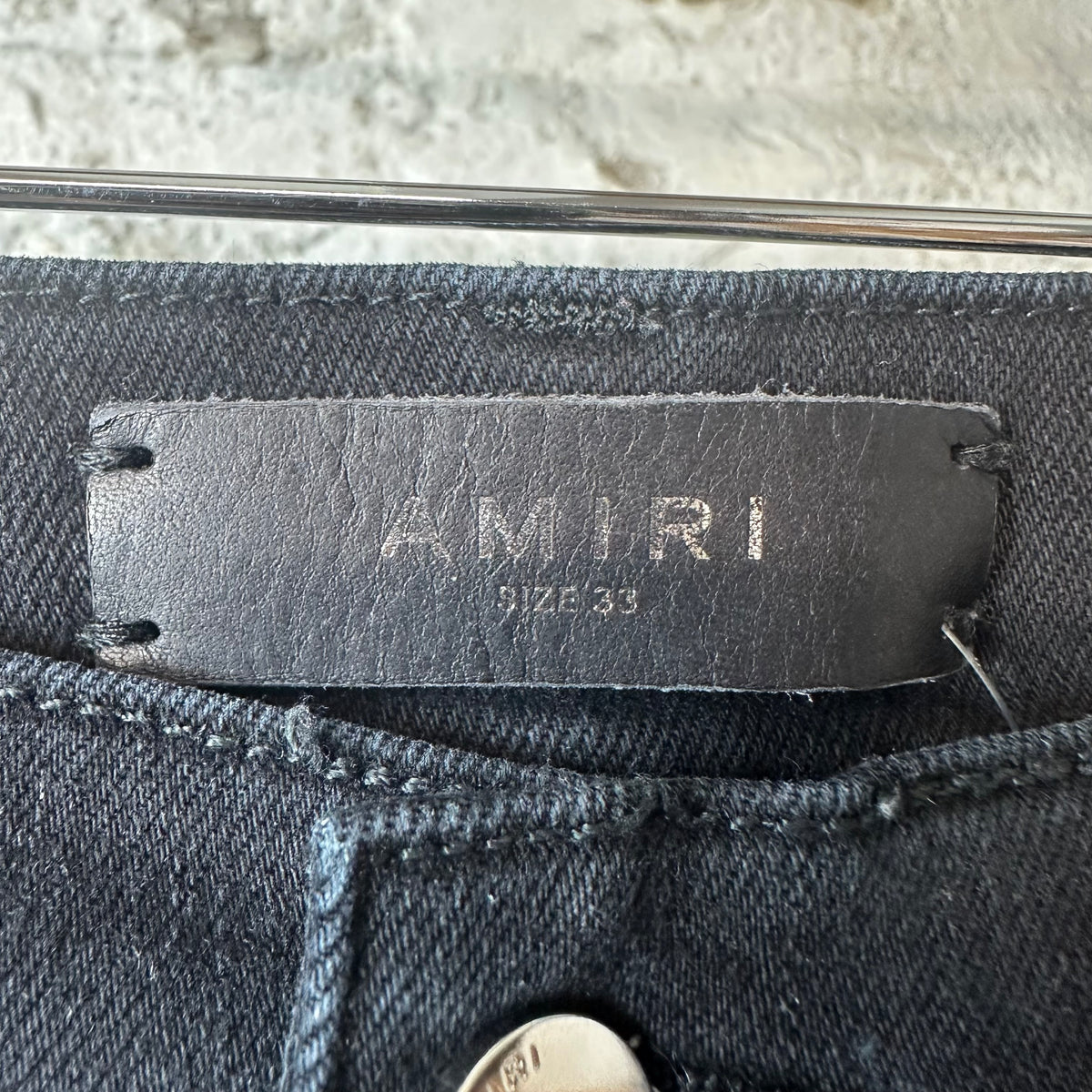 Amiri MX1 Grey Art Patch Black Denim Jeans Sz 33