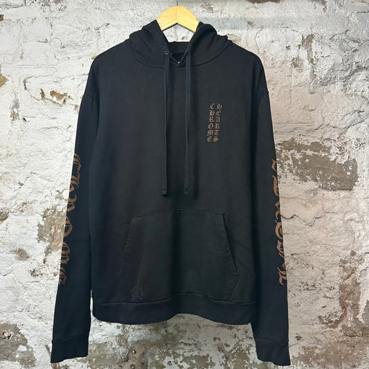Chrome Hearts Brown Sleeve Spell Hoodie Black Sz M