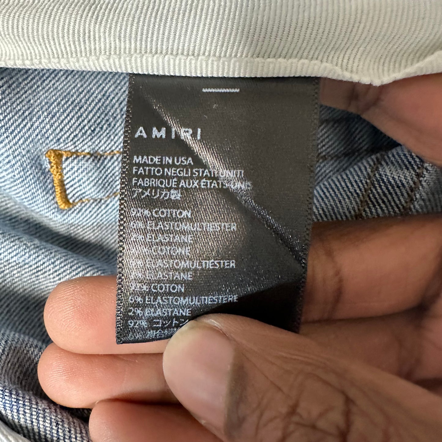 Amiri MX1 Glitter Patch Blue Denim Jeans Sz 32