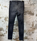 Amiri MX1 Black Leather Gray Denim Jeans Sz 34