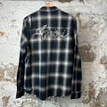 Amiri Swirl Logo Black Grey Plaid Flannel Sz S
