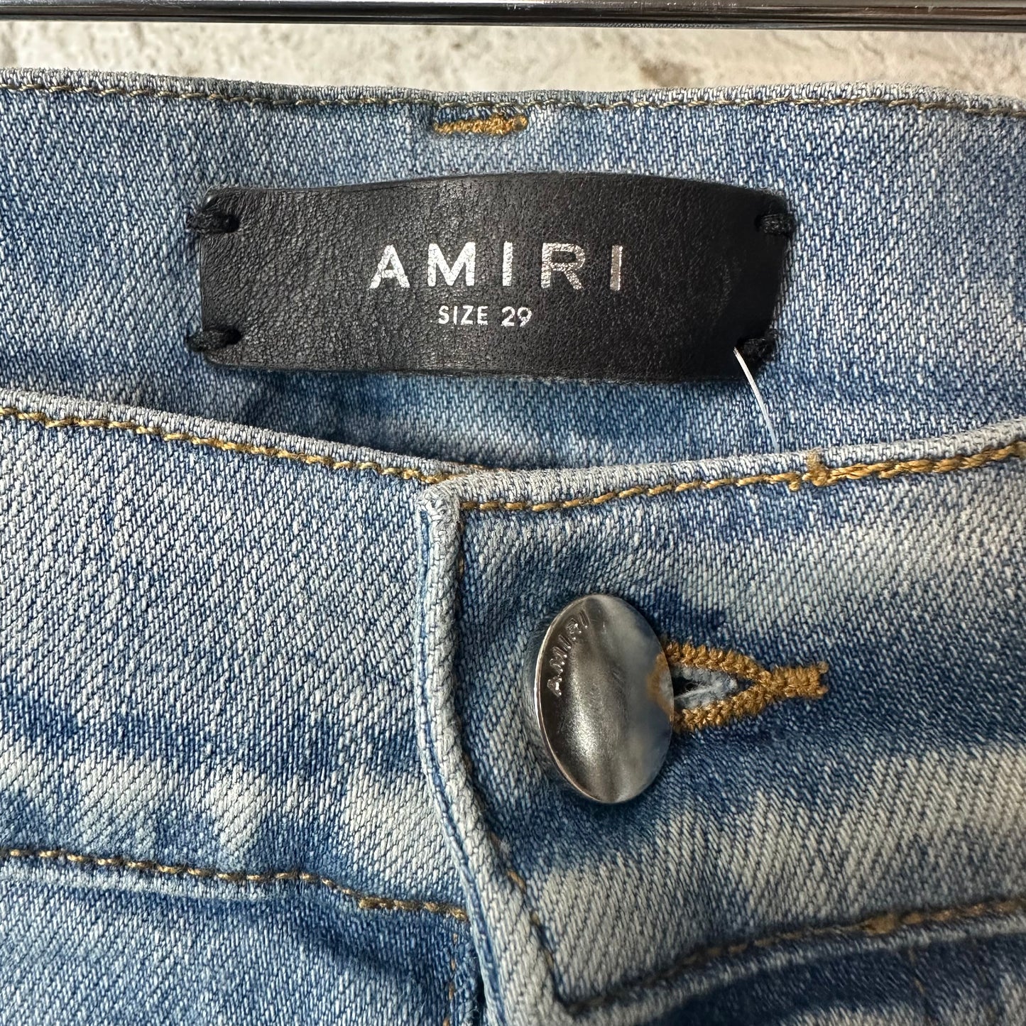Amiri MX2 Multicolor Flannel Blue Denim Jeans Sz 29