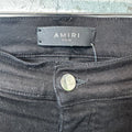 Amiri MX1 Black Leather Black Denim Jeans Sz 38