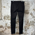 Amiri MX1 Black Leather Thrasher Black Denim Jeans Sz 38