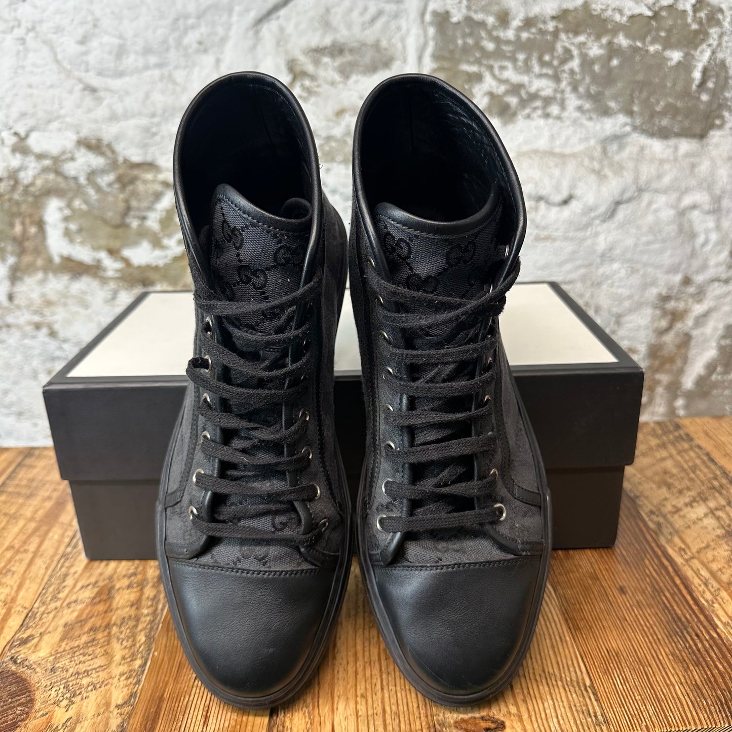 Gucci High Black GG Monogram Sneaker Sz 9.5
