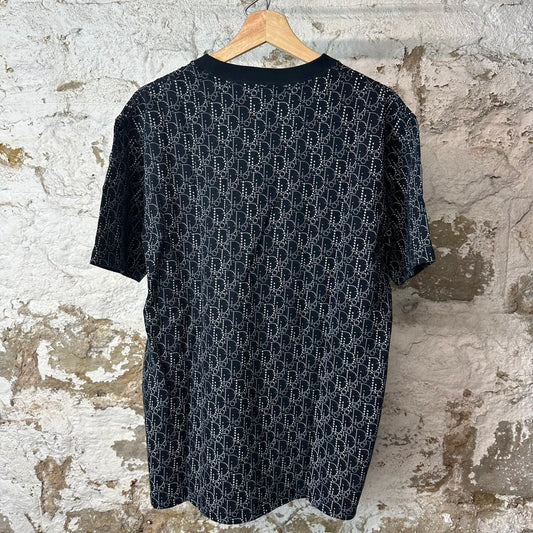 Dior Dot Oblique Jacquard Navy T-Shirt Sz M