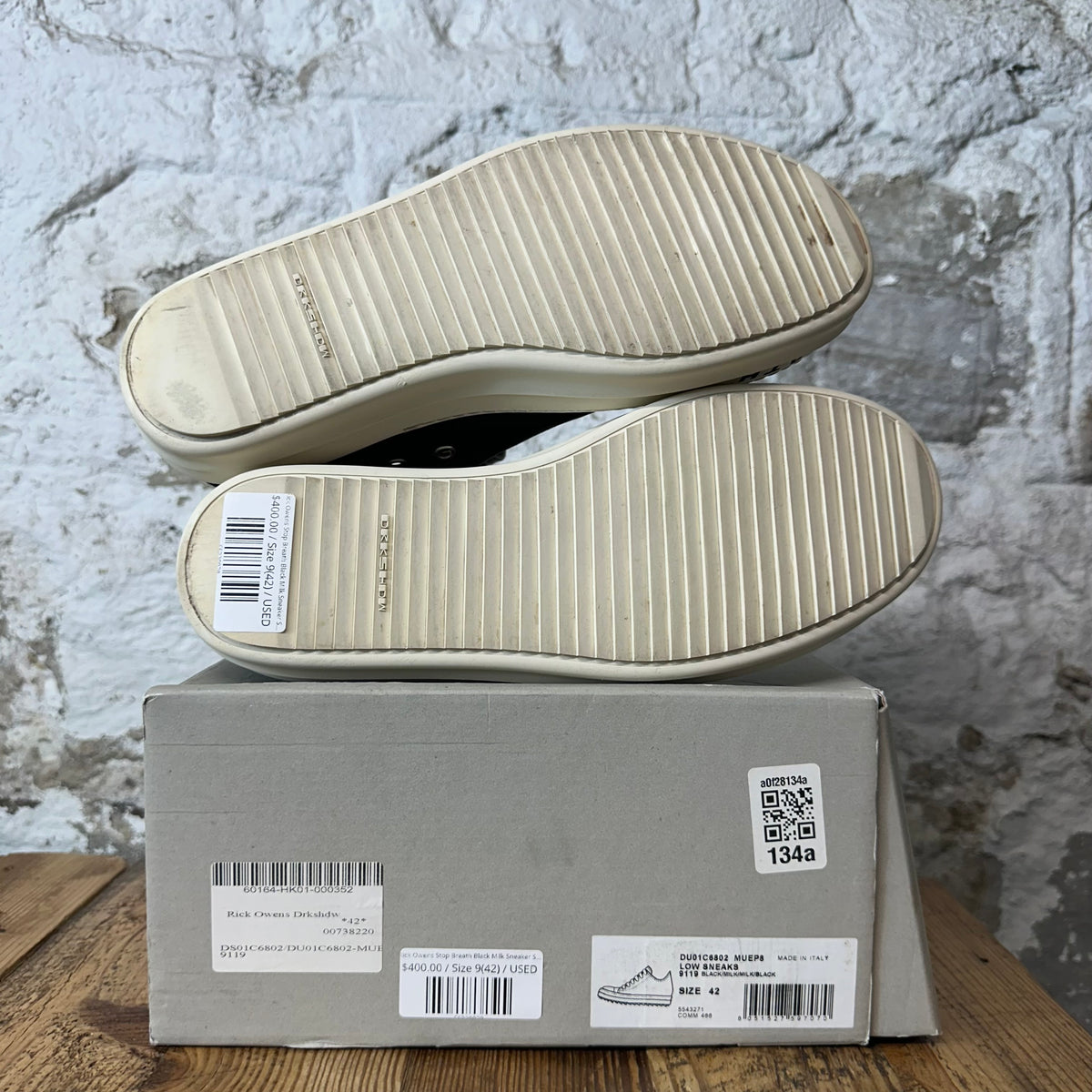 Rick Owens Stop Breath Black Milk Sneaker Sz 9 (42)