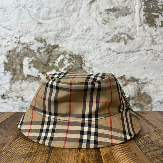 Burberry Brown Plaid Bucket Hat Sz L