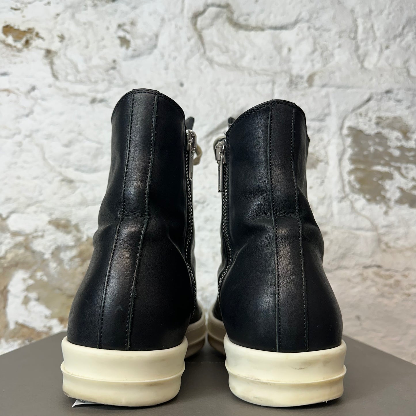 Rick Owens High Black Leather Milk Sneaker Sz 10 (43)