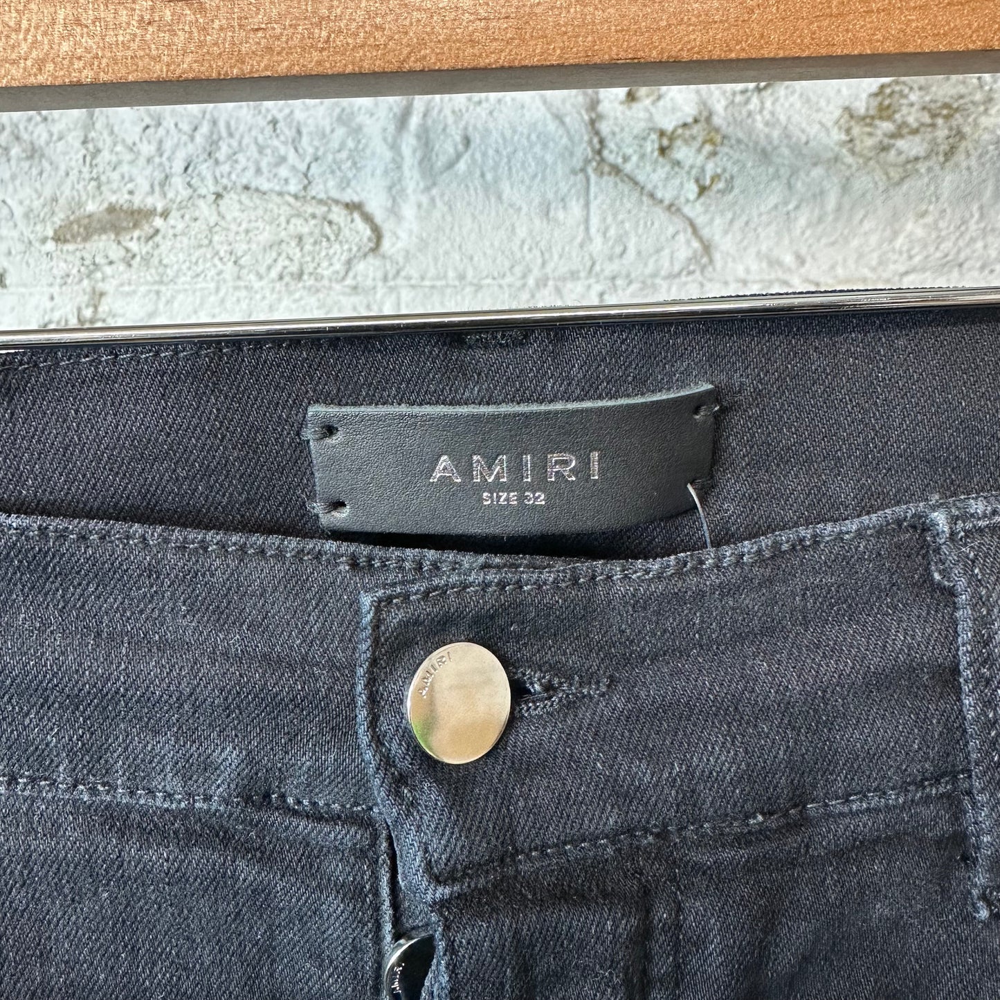 Amiri Knee Rip Plain Faded Black Denim Jeans Sz 32