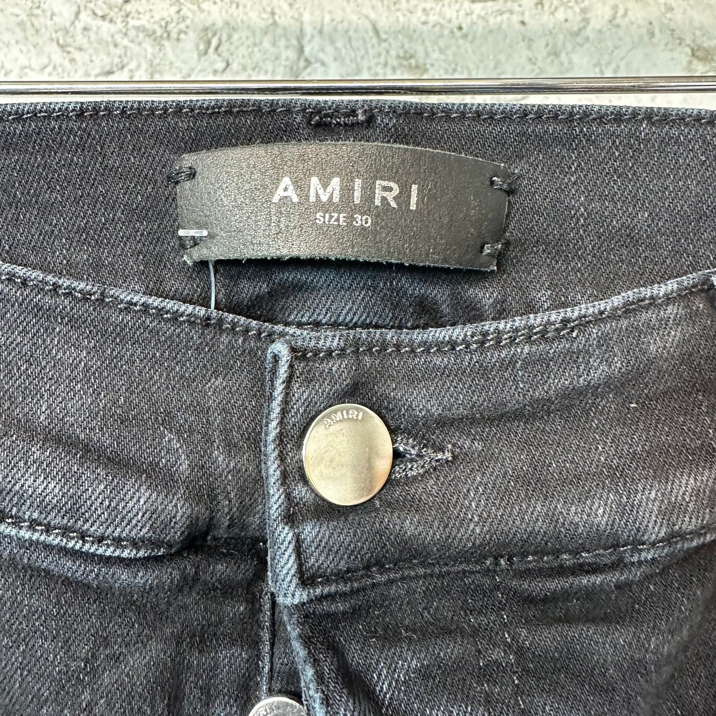 Amiri Plain Black Distressed Denim Jeans Sz 30