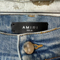 Amiri Green Camo Bones Blue Denim Jeans Sz 38
