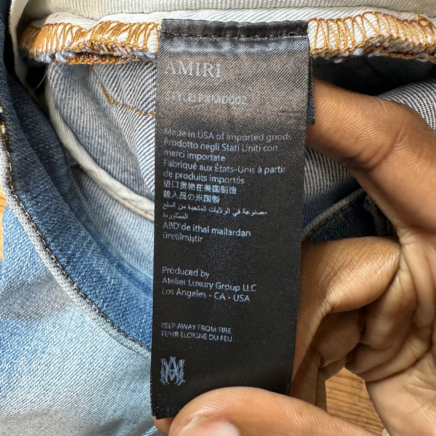 Amiri Plain Blue Denim Jeans Sz 28