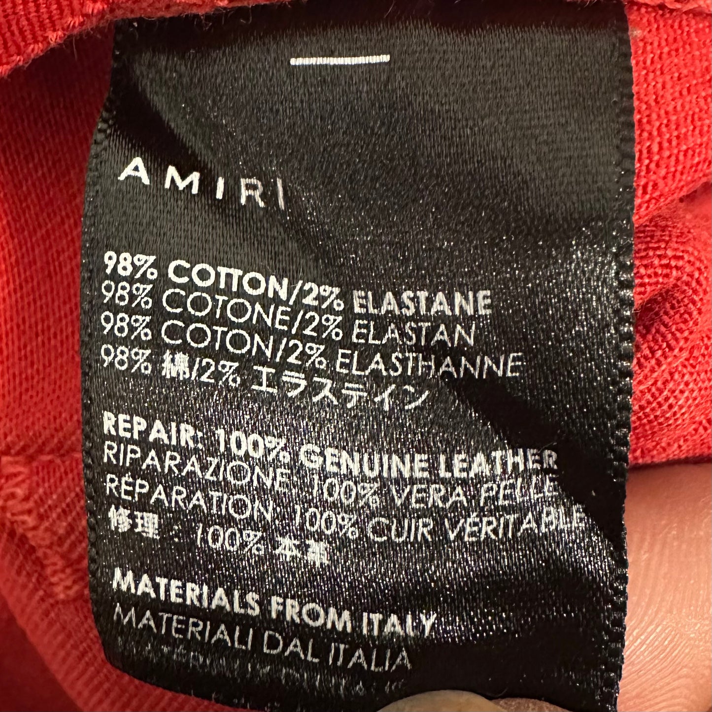 Amiri MX1 Red Leather Red Denim Jeans Sz 30