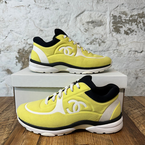 Chanel CC Neon Yellow White Trainer Sz 9 (42) No Box