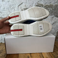 Prada Americas Cup Aviation Blue Patent Grey White Sneaker Sz 7