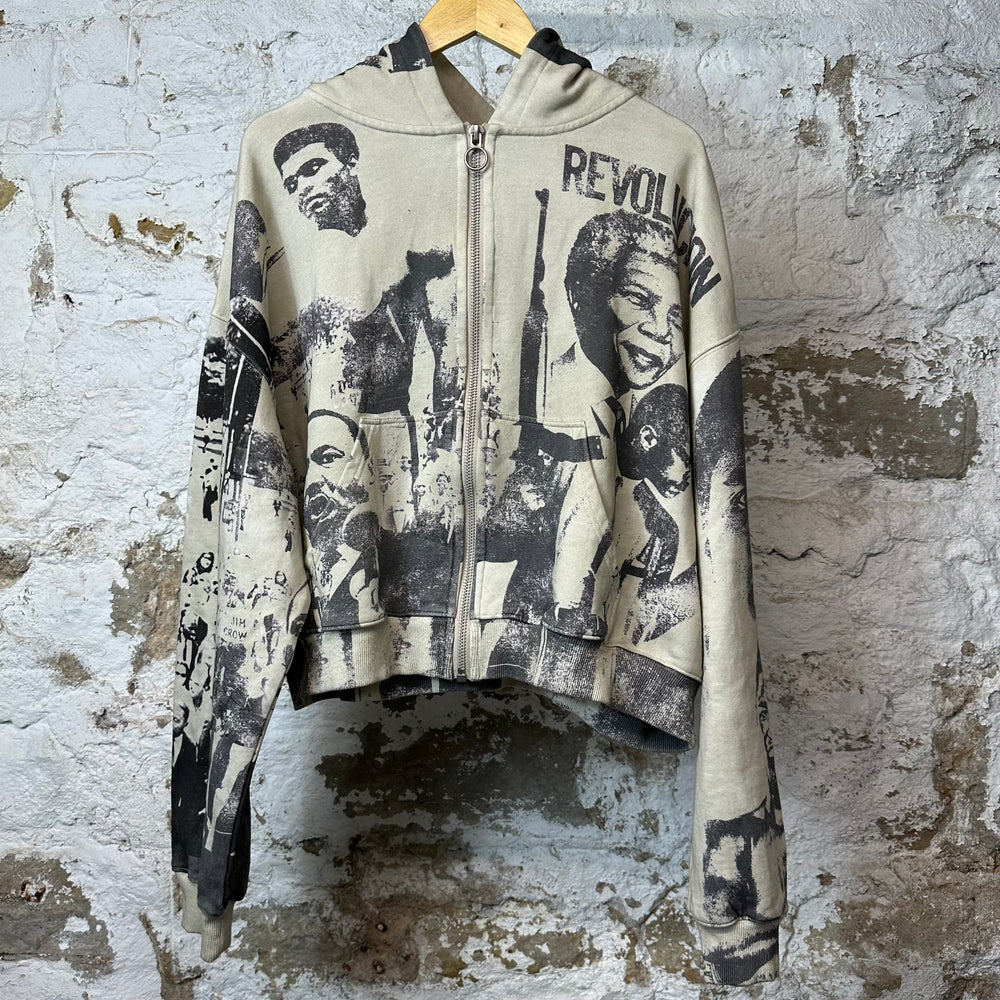 Vale Mural Zip Up Hoodie Cream Sz L