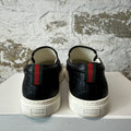 Gucci Black GG Embossed Monogram Slip On White Sneaker Sz 7.5