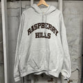 Raspberry Hills Brown Script Grey Hoodie Sz L