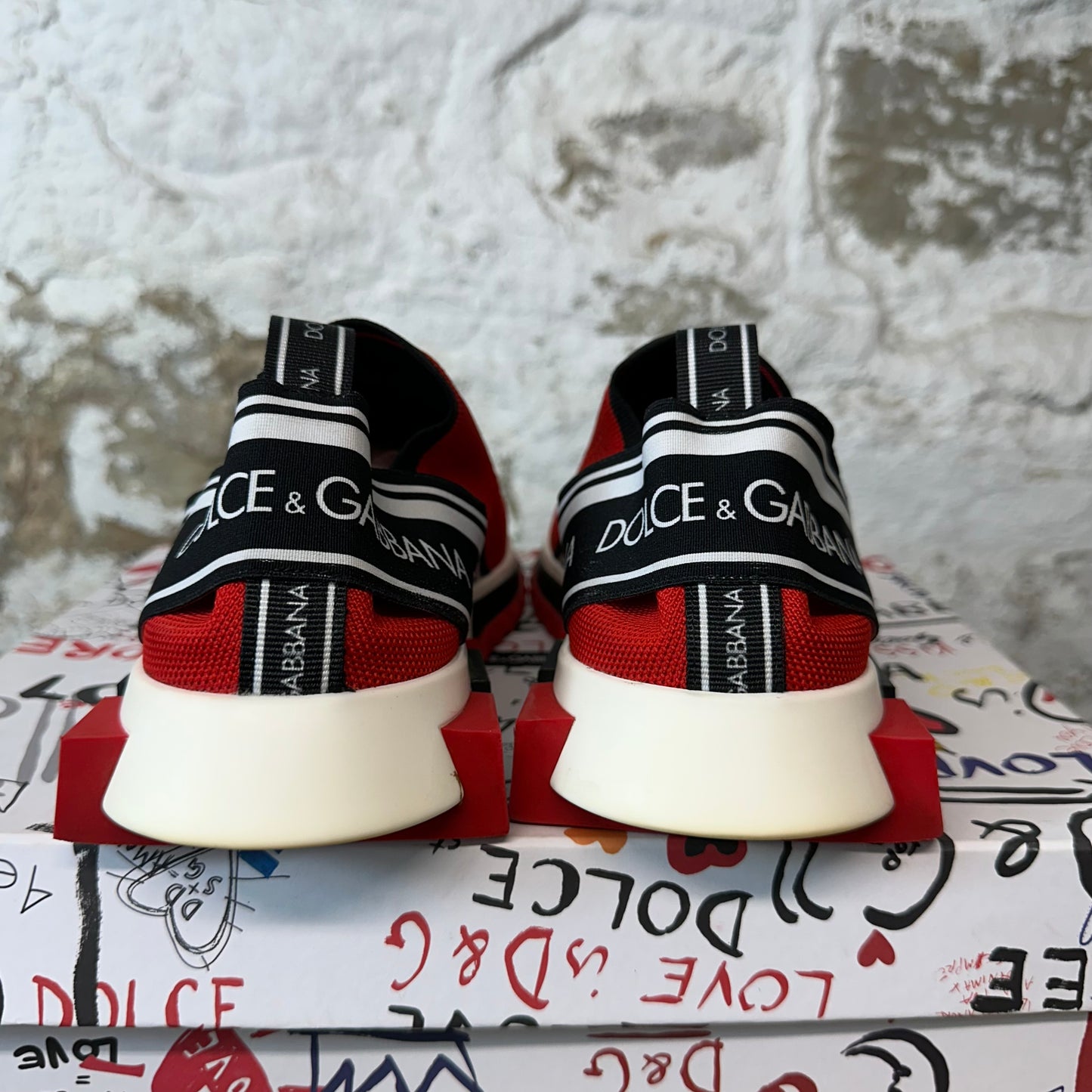 Dolce Gabbana Red White Black Sorrento Sneaker Sz 10 (43)