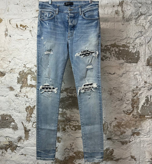 Amiri MX1 Black Playboy Blue Denim Jeans Sz 33