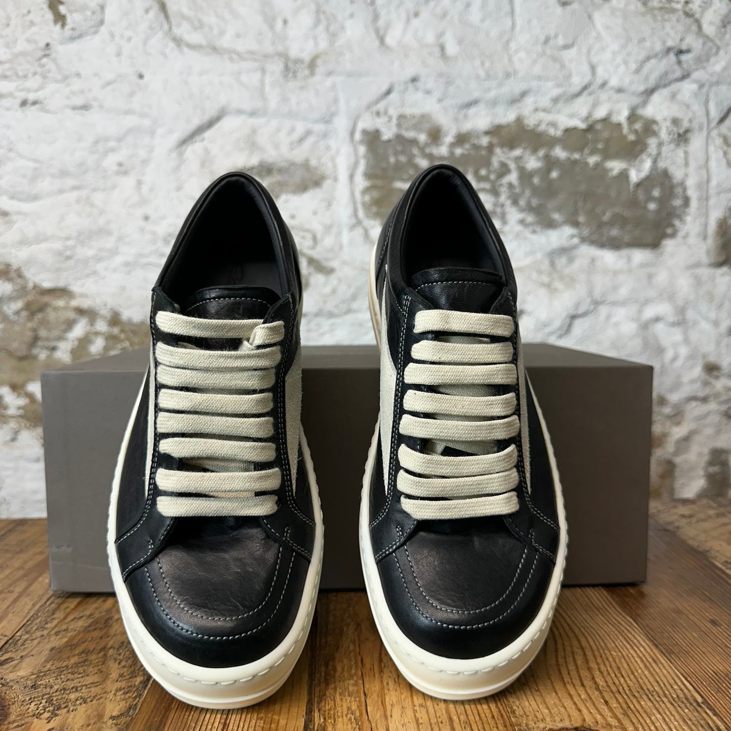 Rick Owens Vintage Black Leather Milk Sneaker Sz 5 (37) DS