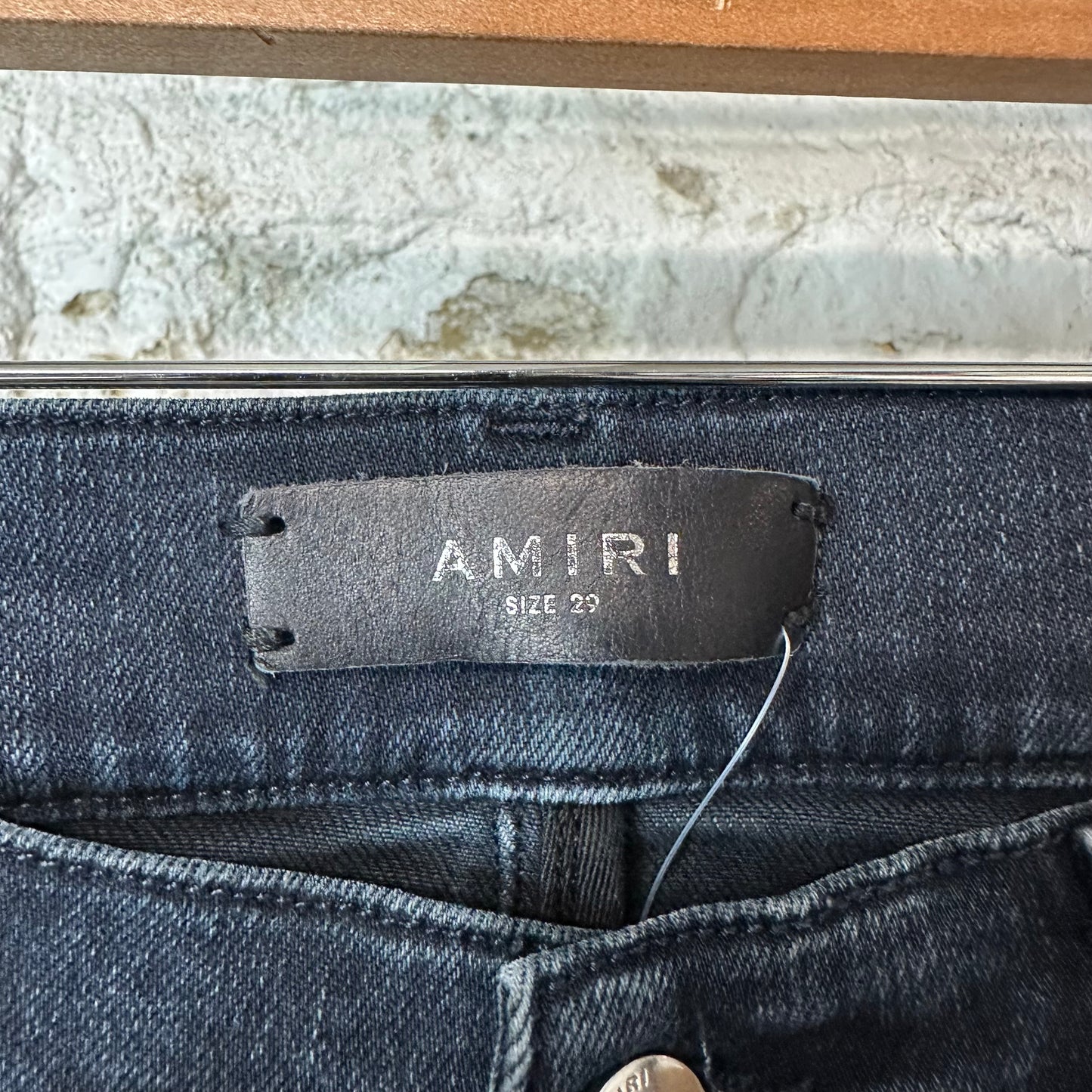 Amiri MX1 Red Suede Faded Black Denim Jeans Sz 29