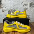 Prada Americas Cup Yellow Rubber Grey Sneaker Sz 8 (41) DS