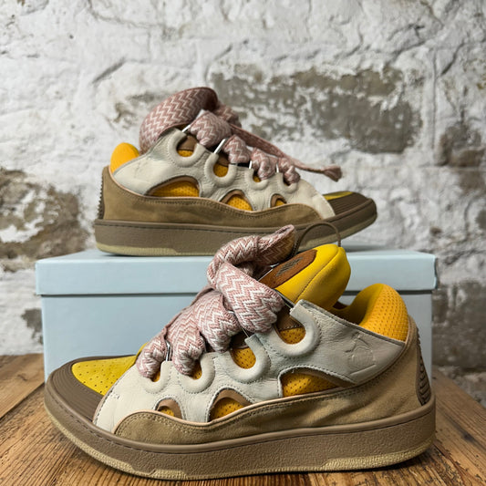 Lanvin Curb Pink Lace Yellow Brown Sneaker Sz 10 (43)