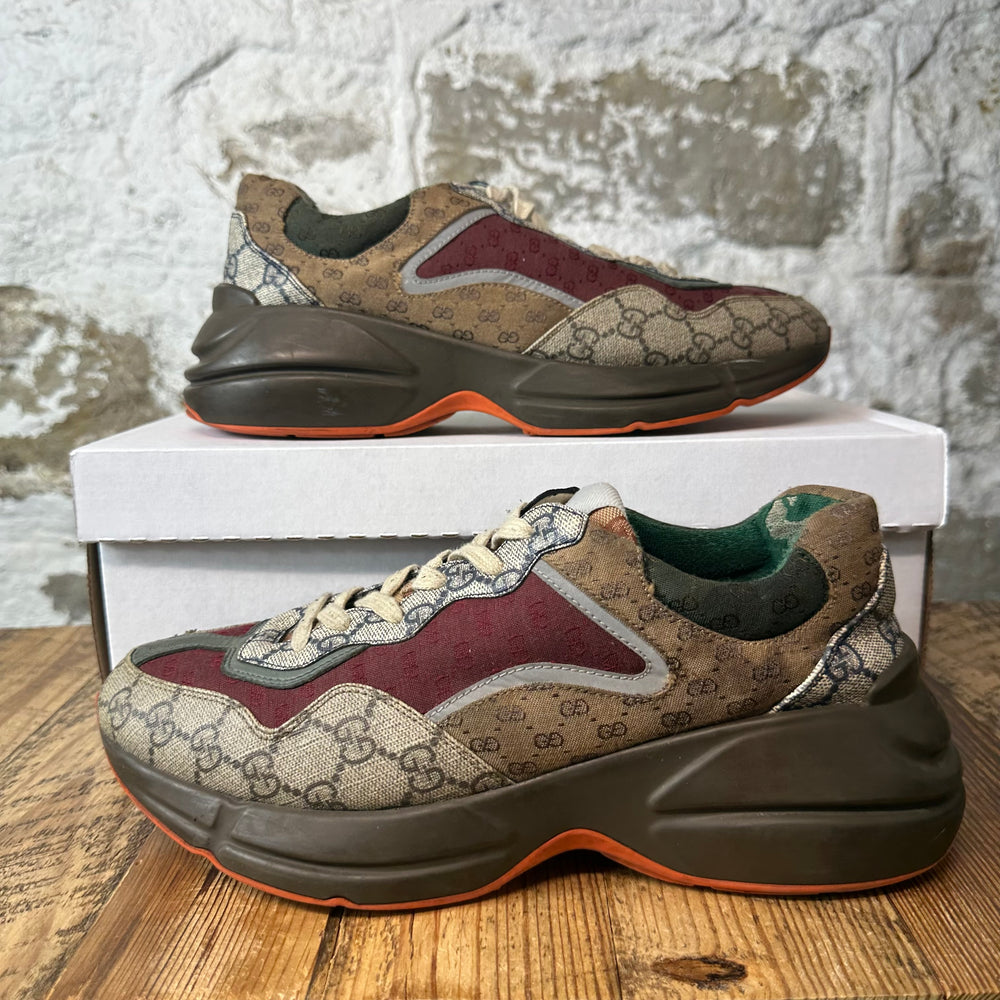 Gucci Rhyton Multicolor GG Monogram Brown Sneaker Sz 8.5