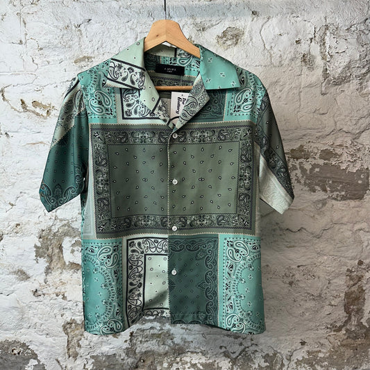 Amiri Teal Olive Button Up Shirt Sz XS