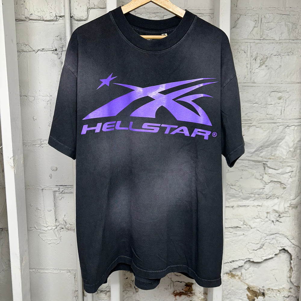 Hellstar Purple Spellout Black T-Shirt Sz M
