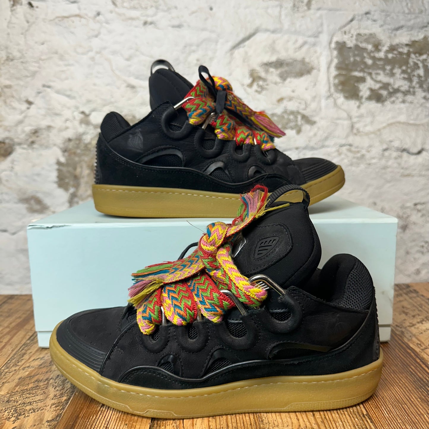 Lanvin Curb Multicolor Lace Black Gum Sneaker Sz 9 (42)