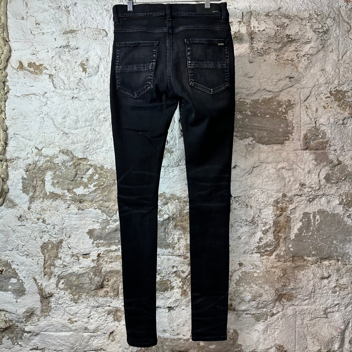 Amiri MX1 Multicolor Paisley Thrasher Black Denim Jeans Sz 29