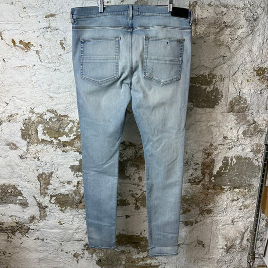 Amiri MX1 Light Blue Suede Blue Denim Jeans Sz 38